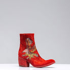 Eagle Embroidered Suede Boot In Rust - AXEL'S