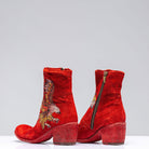 Eagle Embroidered Suede Boot In Rust - AXEL'S