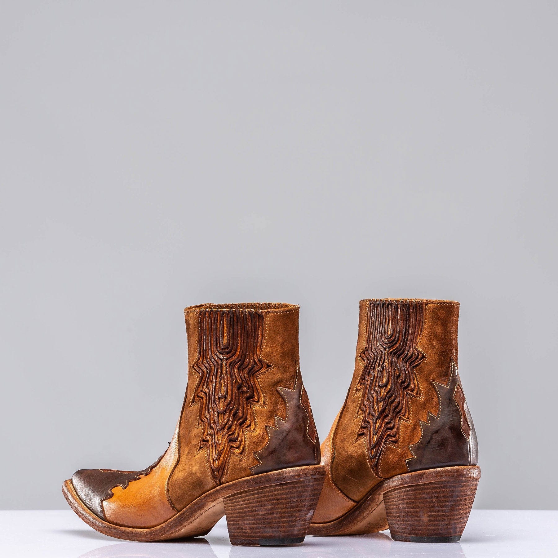 Luz Leather & Suede Boots In Palomino & Whiskey - AXEL'S