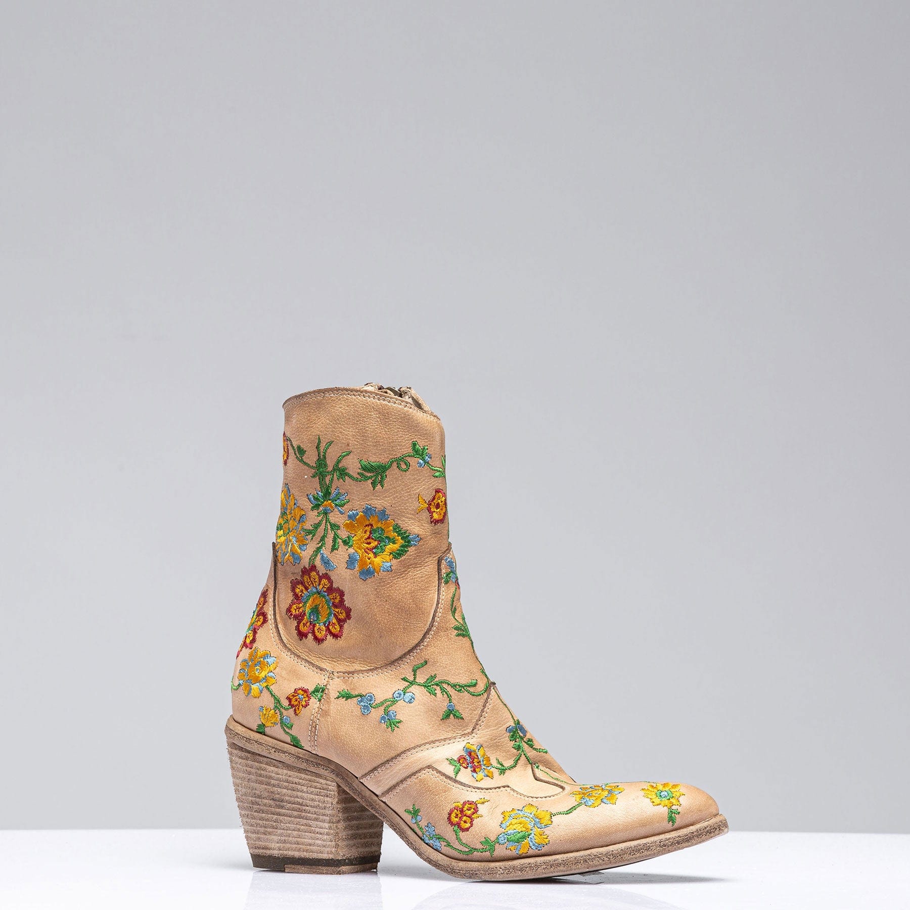 Mallory Embroidered Boot In Off White - AXEL'S