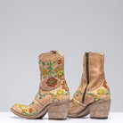 Mallory Embroidered Boot In Off White - AXEL'S