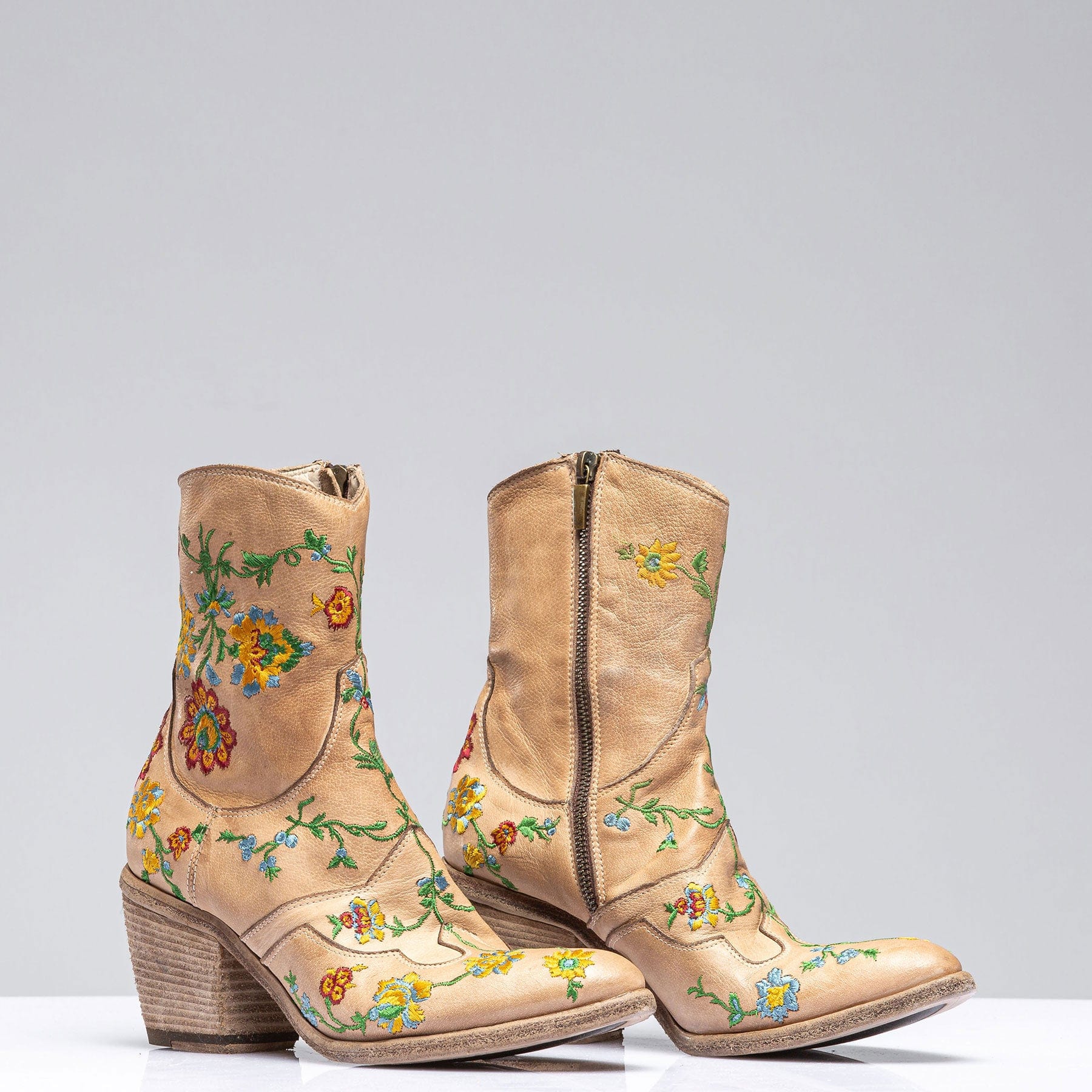 Mallory Embroidered Boot In Off White - AXEL'S