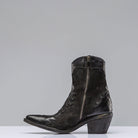 Thelma Suede and Leather Zip Short Boot In Black - AXEL'S