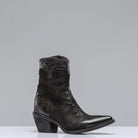 Thelma Suede and Leather Zip Short Boot In Black - AXEL'S