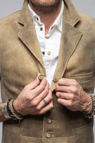 Meindl Trapp Notch Collared Vest In Vintage Grey Mens - Outerwear - Leather