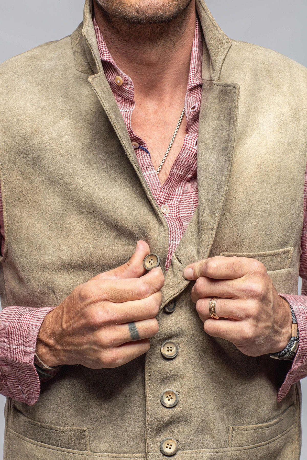 Trapp Notch Collared Vest In Vintage Grey - AXEL'S