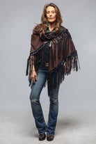 Ponderosa Reversible Cashmere Fringe Shawl In Midnight/Chocolate - AXEL'S