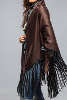 Ponderosa Reversible Cashmere Fringe Shawl In Midnight/Chocolate - AXEL'S