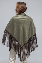 Ponderosa Reversible Cashmere Fringe Shawl In Olive/Taupe - AXEL'S