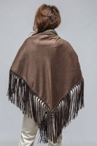 Ponderosa Reversible Cashmere Fringe Shawl In Olive/Taupe - AXEL'S