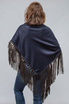 Ponderosa Reversible Cashmere Fringe Shawl In Midnight/ Black - AXEL'S