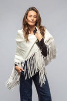 Ponderosa Reversible Cashmere Fringe Shawl In White/Cream - AXEL'S