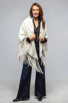 Ponderosa Reversible Cashmere Fringe Shawl In White/Cream - AXEL'S