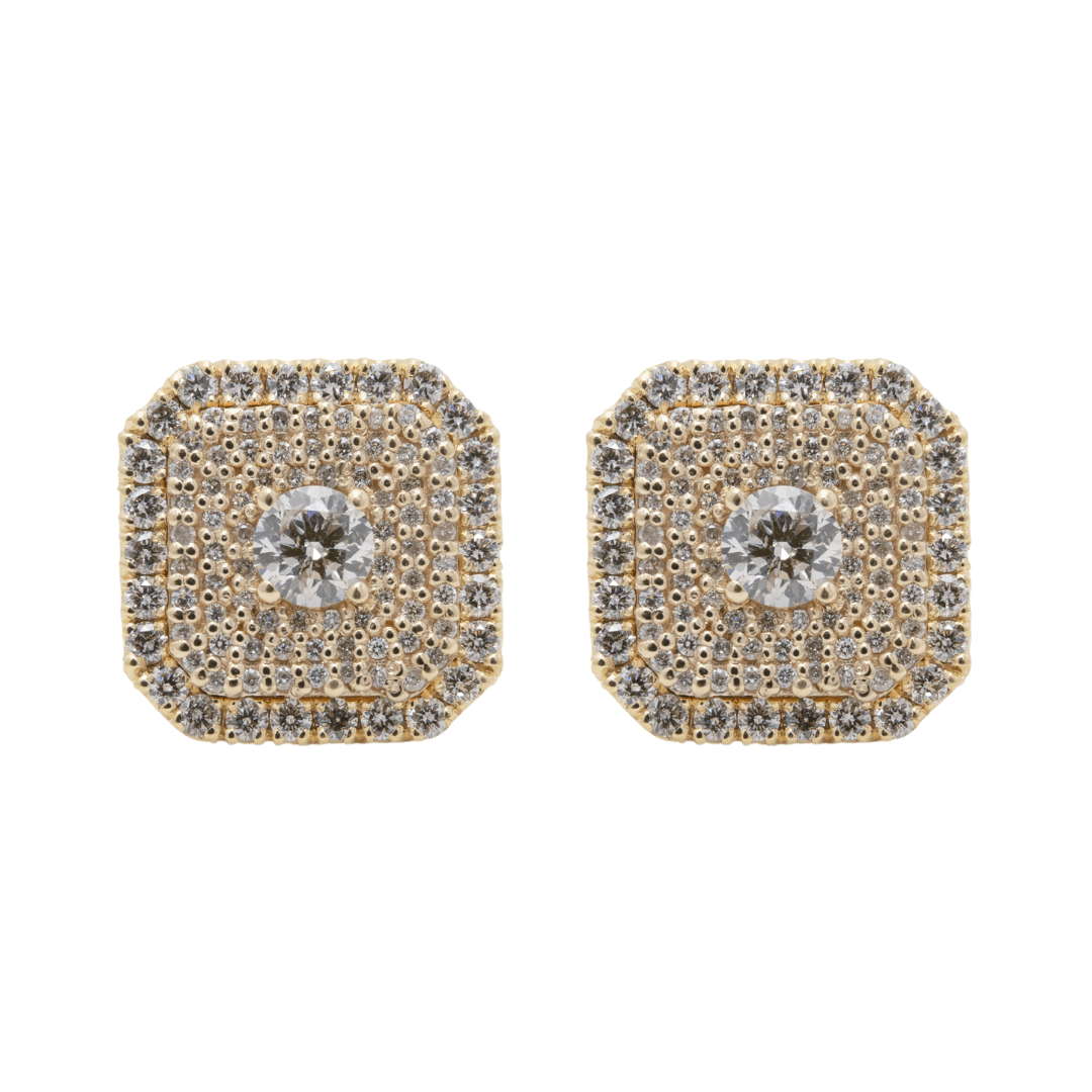 Diamond & Gold Octagon Oomph Earrings - AXEL'S