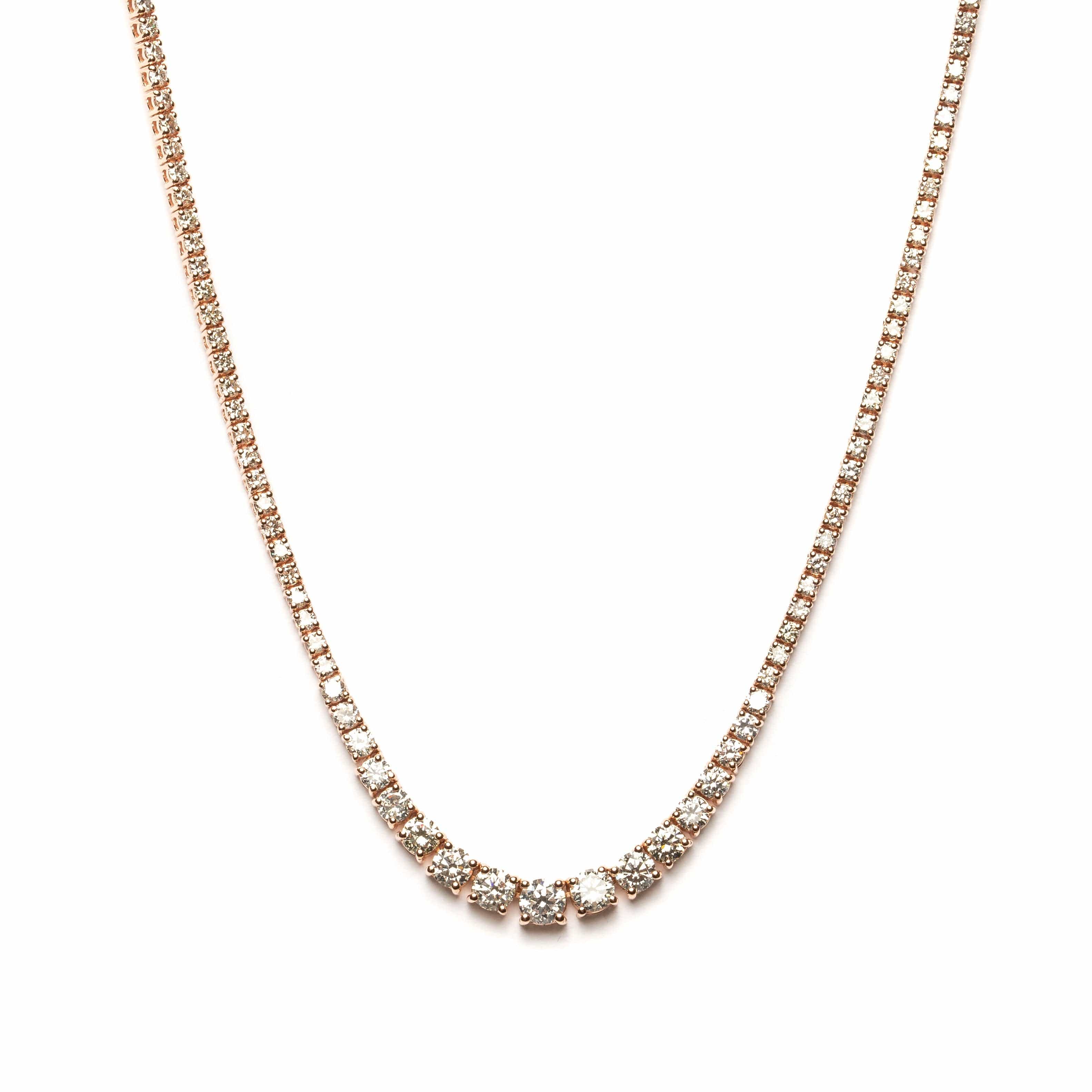 Rose Gold Graduated Tennis Necklace - AXEL'S