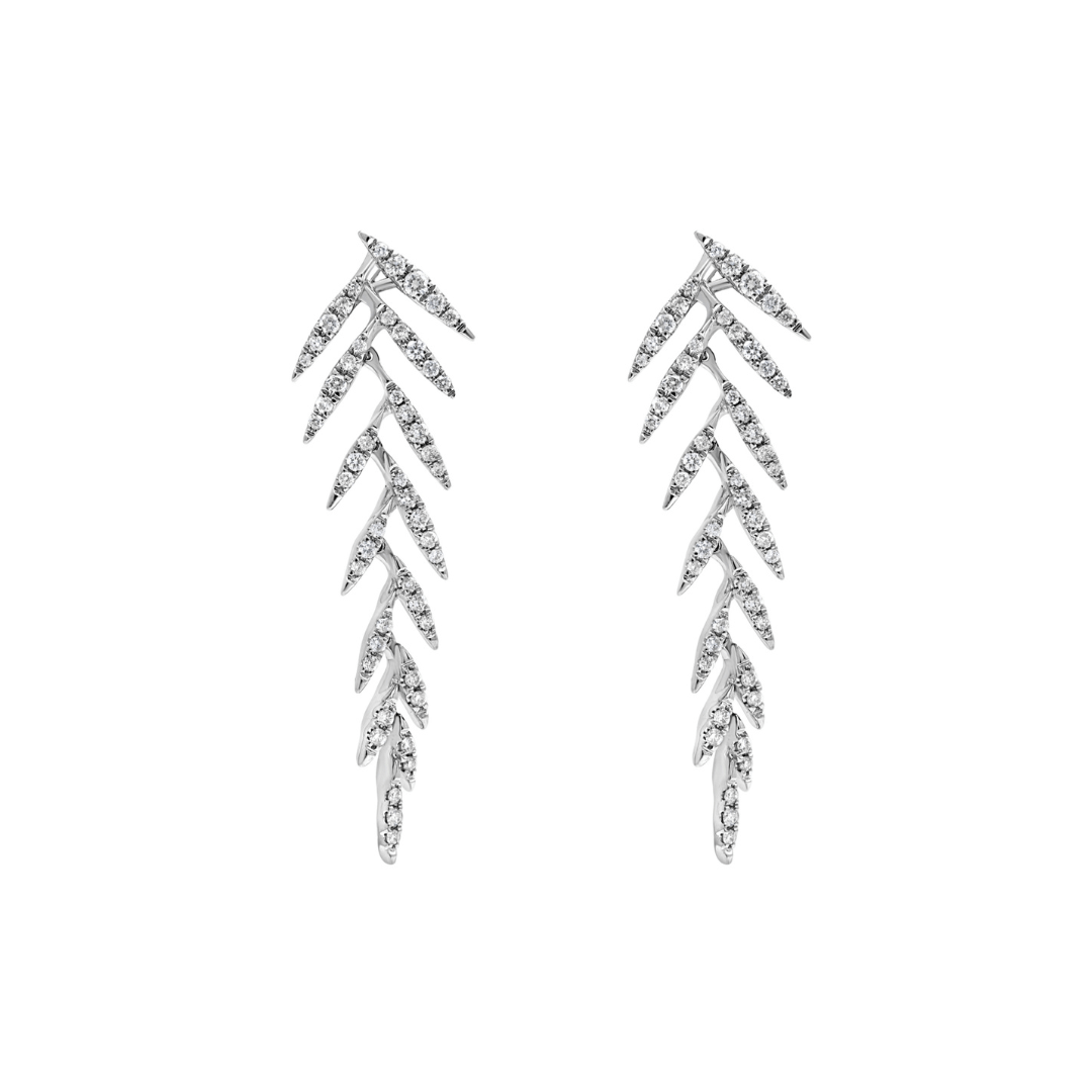 White Gold & Diamond Allure Feather Earrings - AXEL'S