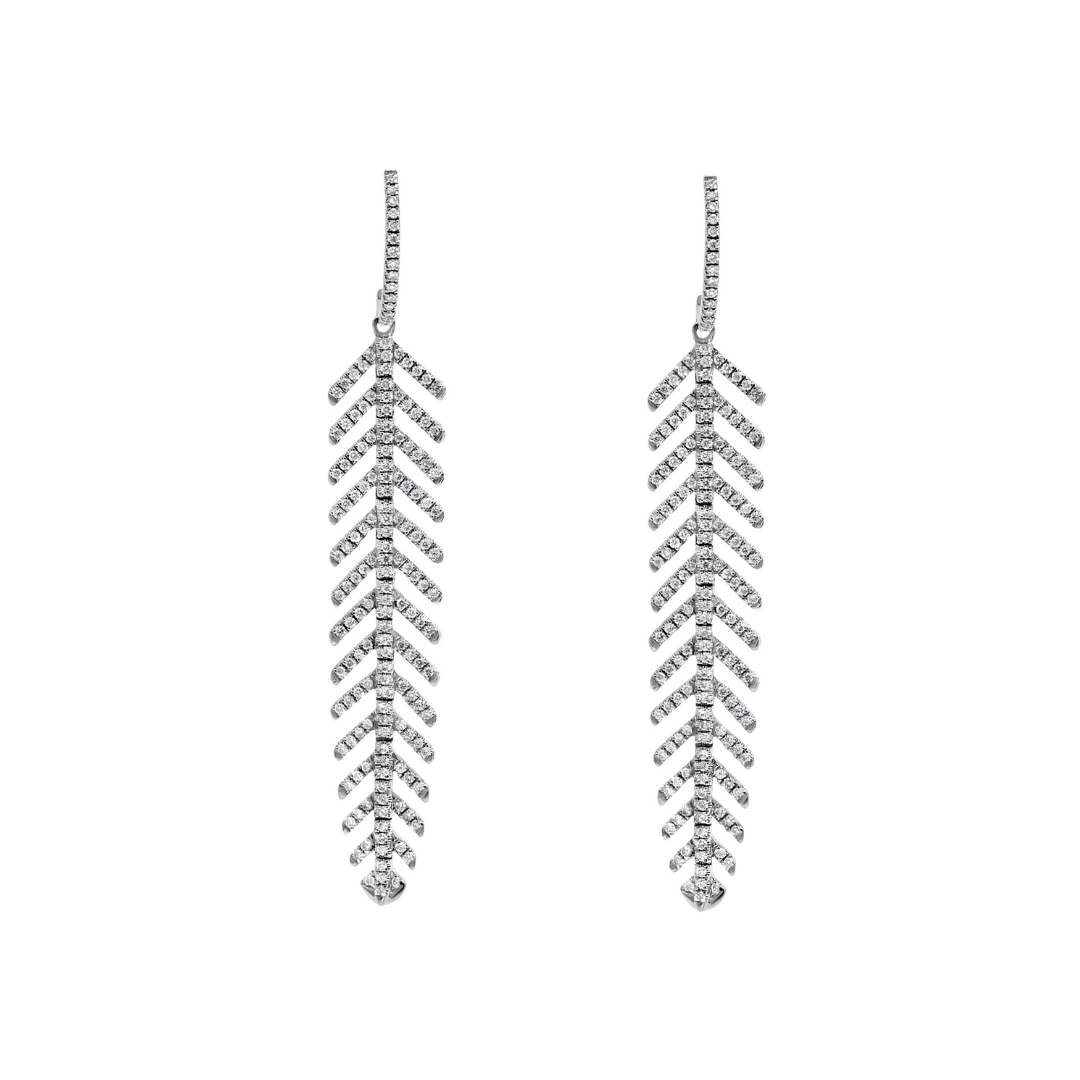 White Gold & Diamond Serene Feather Earring - AXEL'S