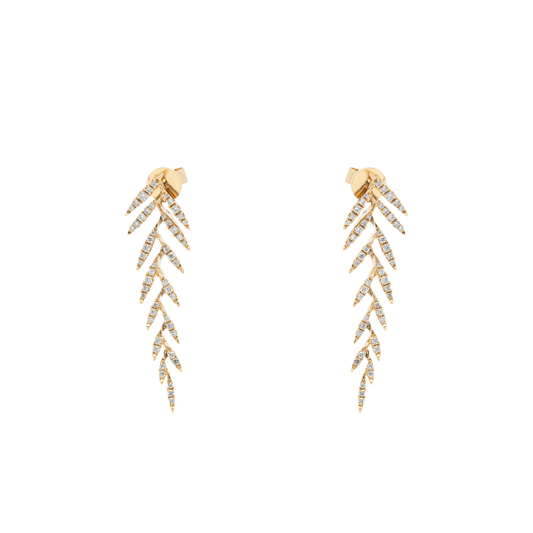 Yellow Gold & Diamond Allure Feather Earrings - AXEL'S