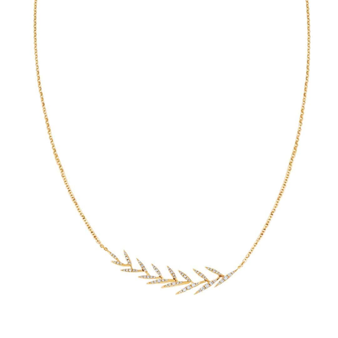 Yellow Gold & Diamond Allure Feather Necklace - AXEL'S