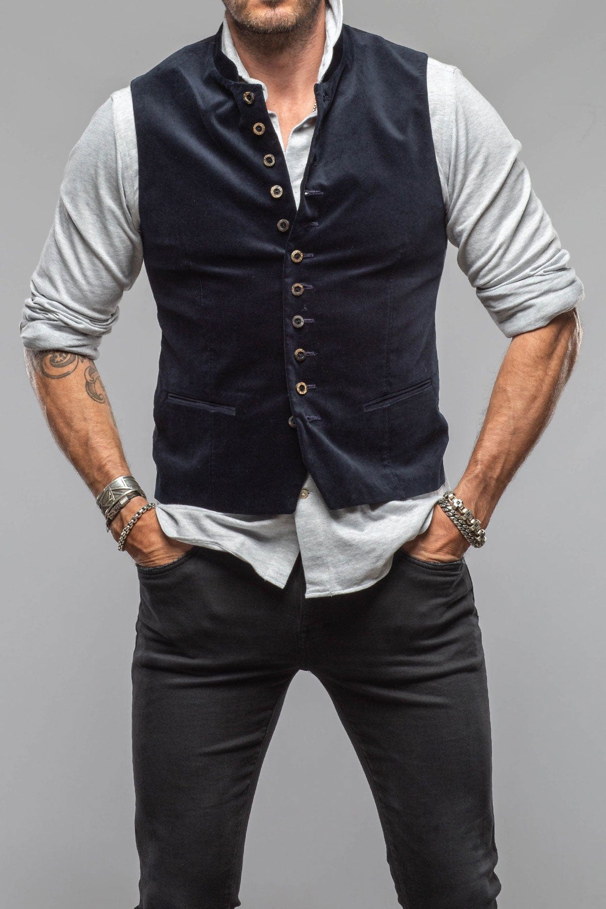 Motwurf Lalo Vest In Marine | Mens - Tailored - Vests