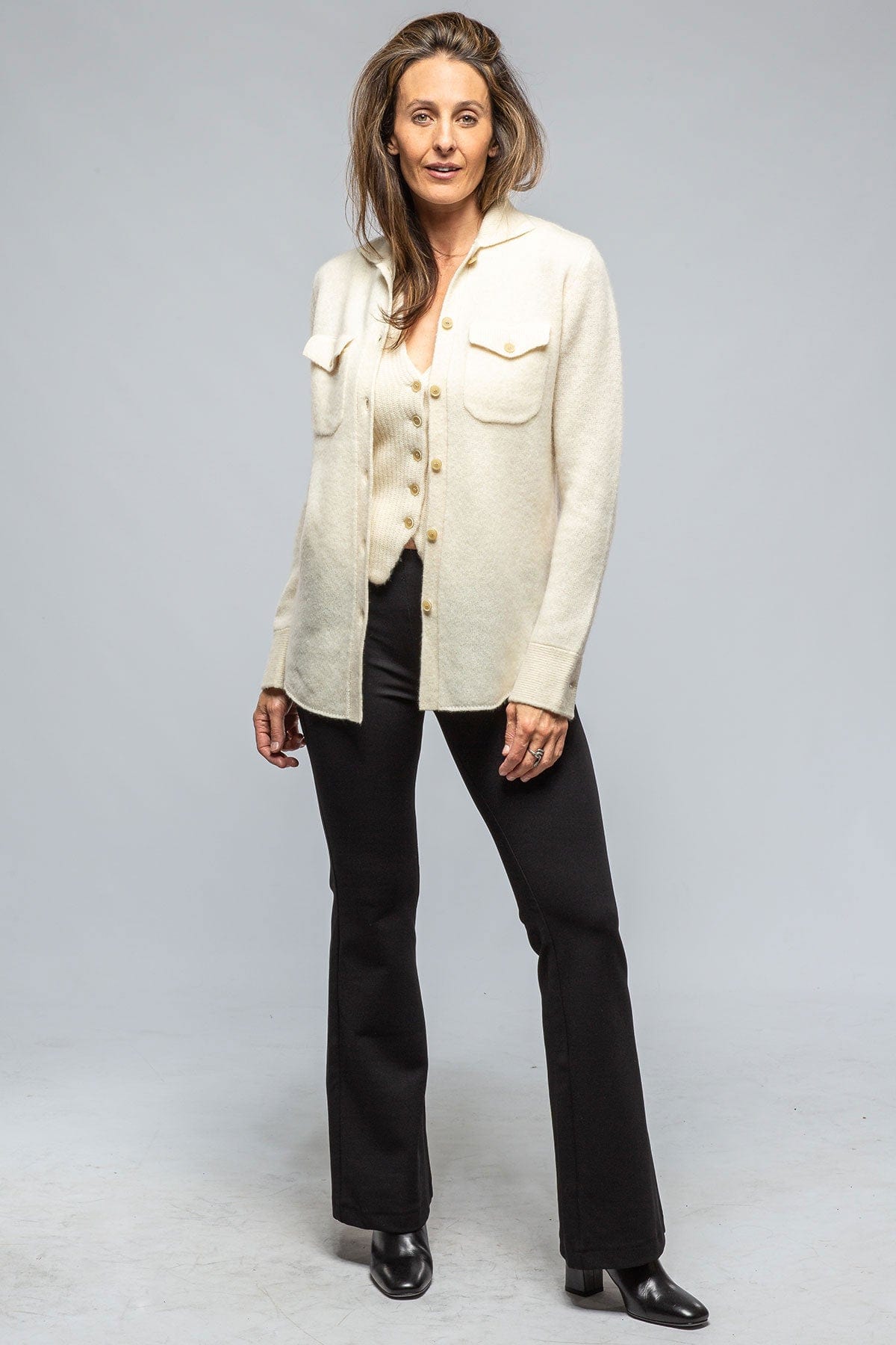 Lourdes Ribbed Knit Gilet In Oatmeal - AXEL'S