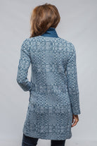 Elena Long Patchwork Coat/Cardigan In Blue & White - AXEL'S