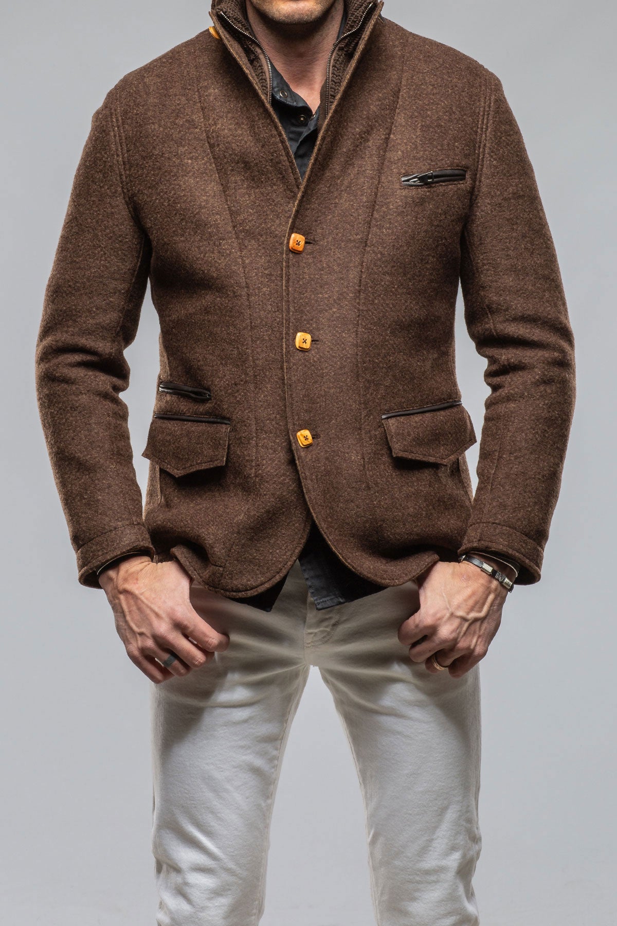 Axels Milan Collection Canton Wool Jacket In Brown | Mens - Outerwear - Cloth