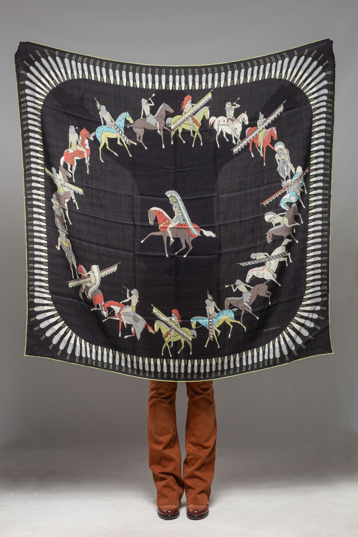 American Indian Cashmere Scarf In Black - AXEL'S