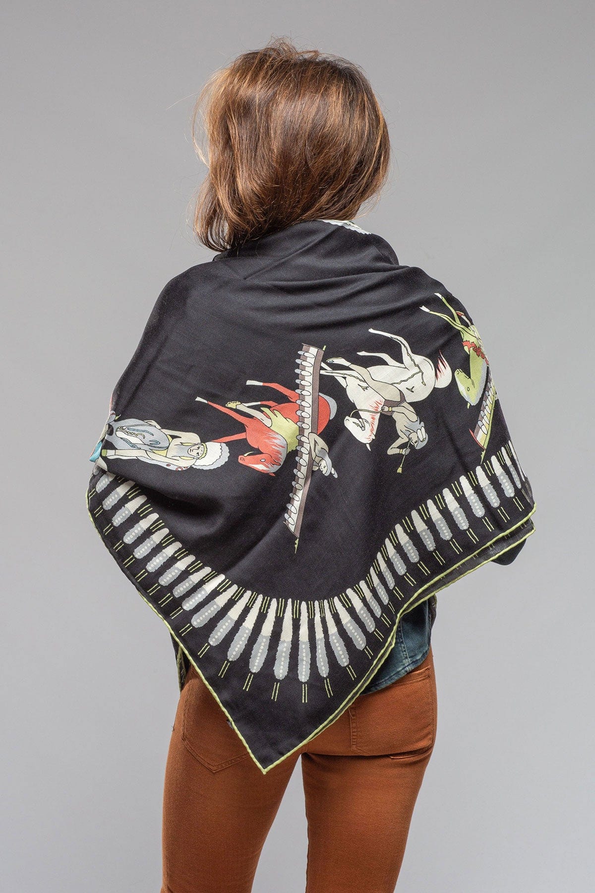 American Indian Cashmere Scarf In Black - AXEL'S