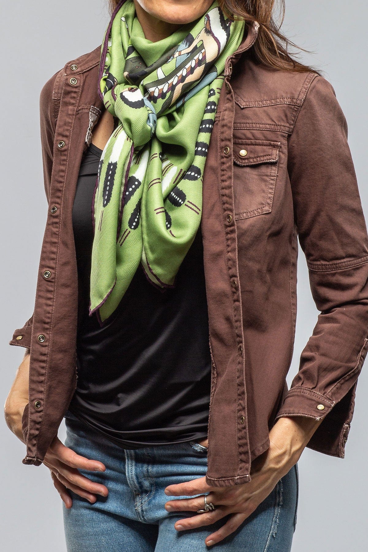 Rani Arabella American Indian Cashmere Scarf In Moss Ladies - Accessories - Scarves