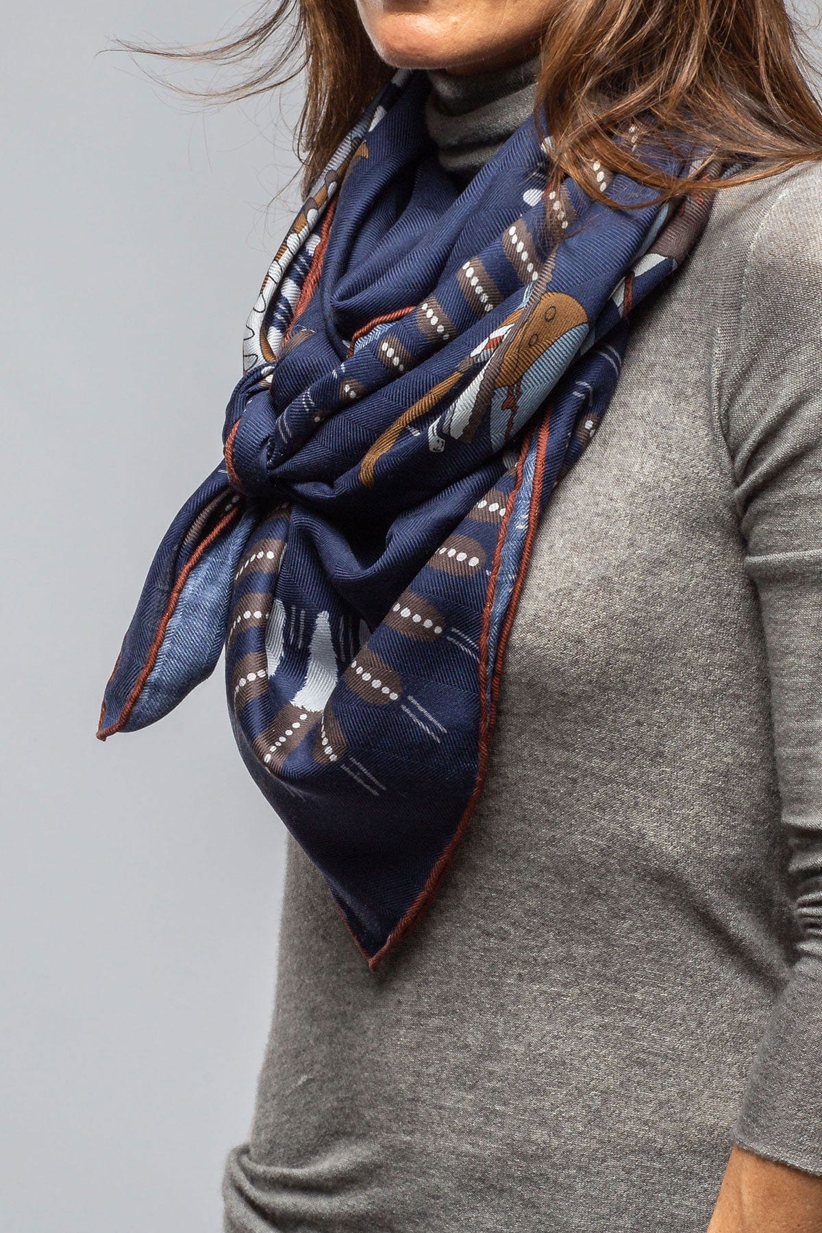 American Indian Cashmere Scarf In Navy - AXEL'S