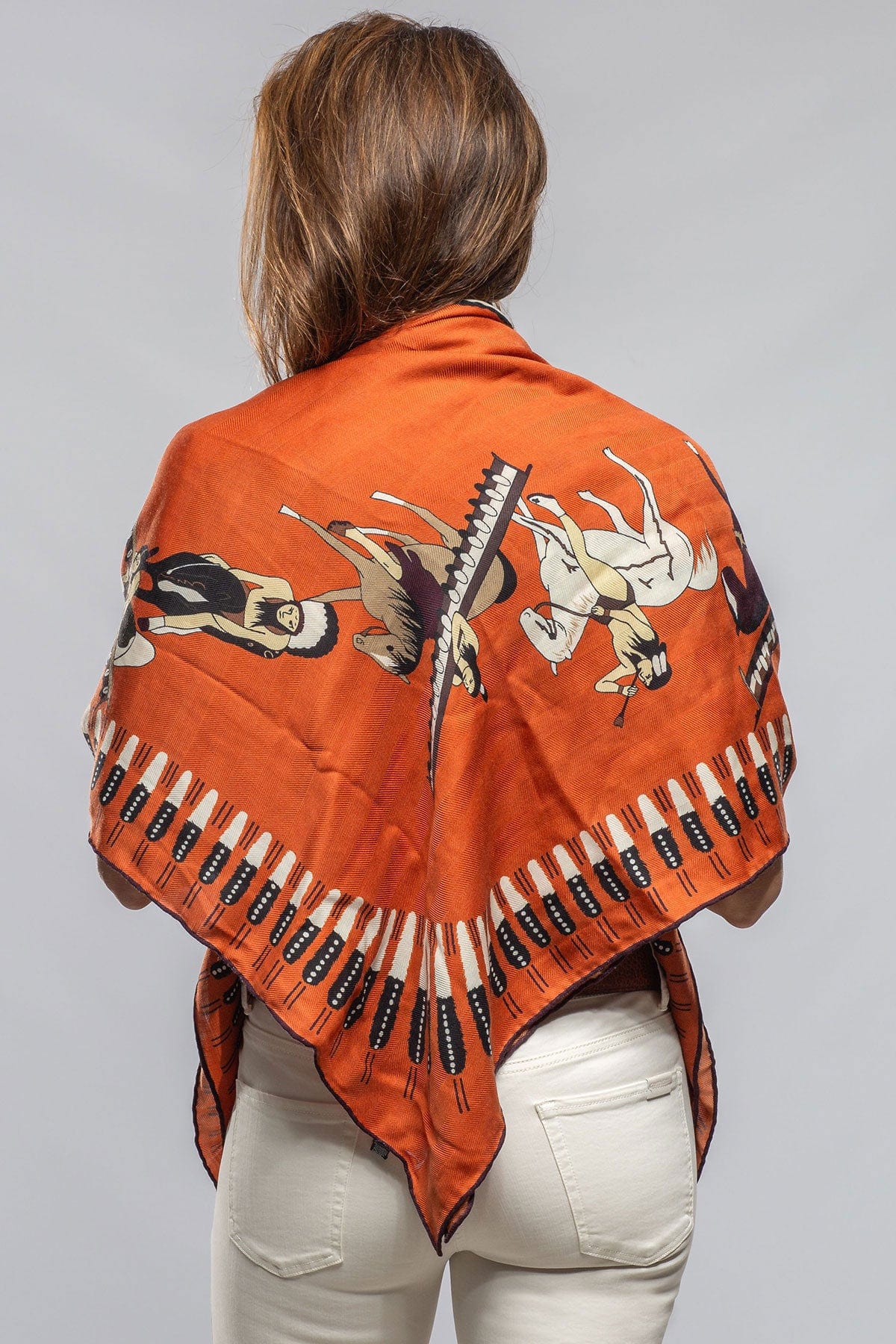 American Indian Cashmere Scarf In Rust - AXEL'S