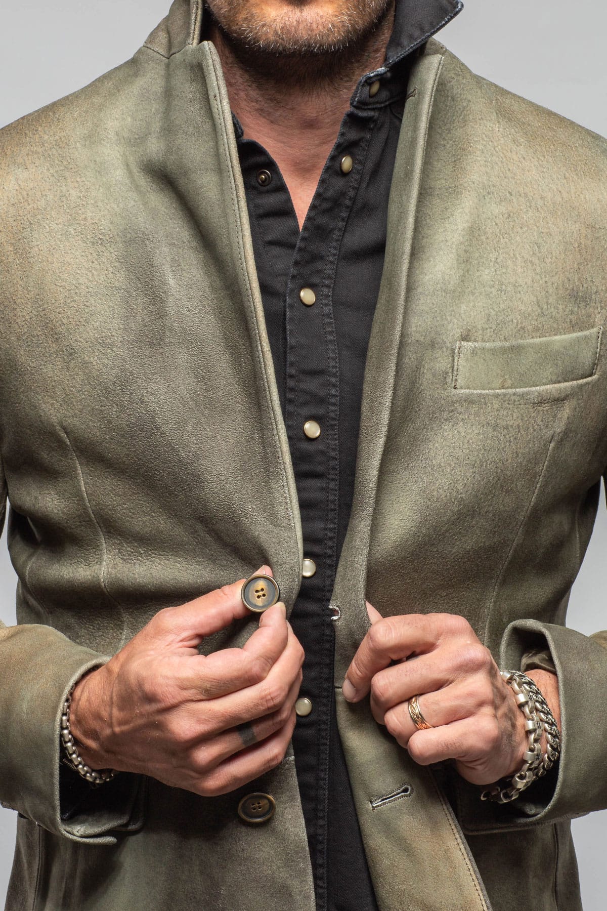 Red Stone Collection Atwater Break Blazer In Verde Mens - Outerwear - Leather