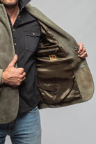 Red Stone Collection Camel Break Vintage Blazer In Verde Mens - Outerwear - Leather