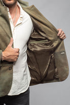 Red Stone Collection Camel Break Vintage Blazer In Verde Mens - Outerwear - Leather