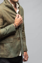 Red Stone Collection Camel Break Vintage Blazer In Verde Mens - Outerwear - Leather