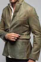 Red Stone Collection Camel Break Vintage Blazer In Verde Mens - Outerwear - Leather