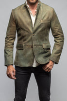 Red Stone Collection Camel Break Vintage Blazer In Verde Mens - Outerwear - Leather