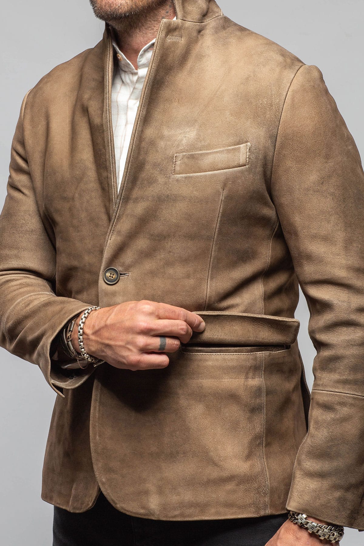 Red Stone Collection GT Camel Break Blazer In Saddle Mens - Outerwear - Leather