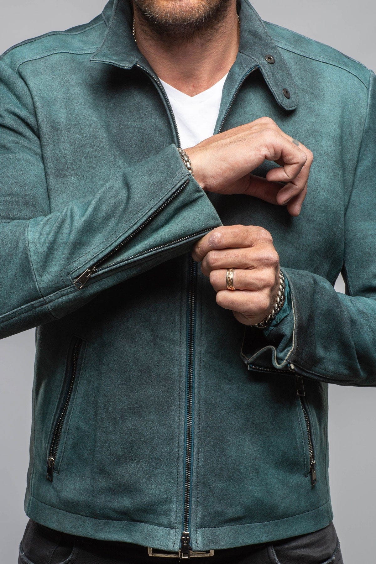 Hartwill Suede Moto In Ottanio - AXEL'S
