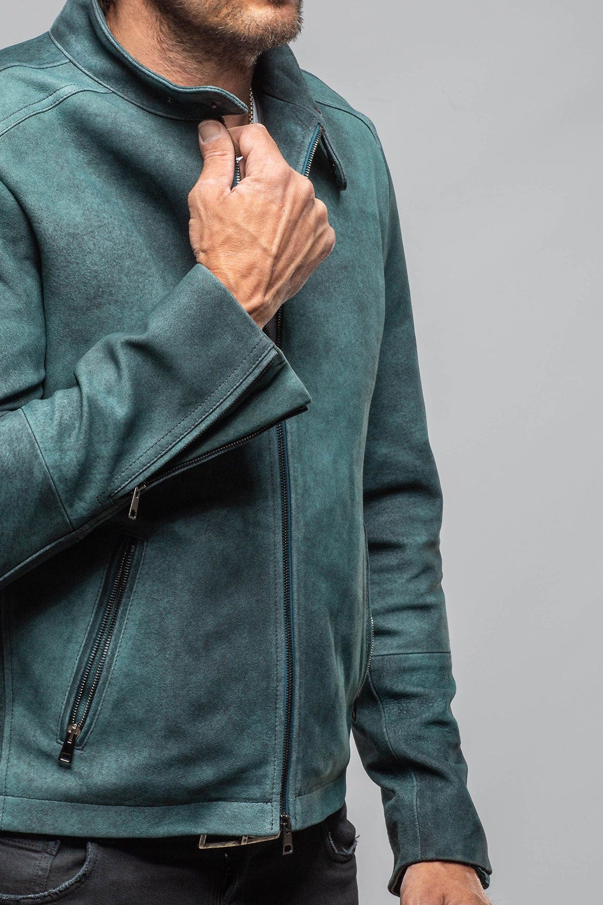 Hartwill Suede Moto In Ottanio - AXEL'S