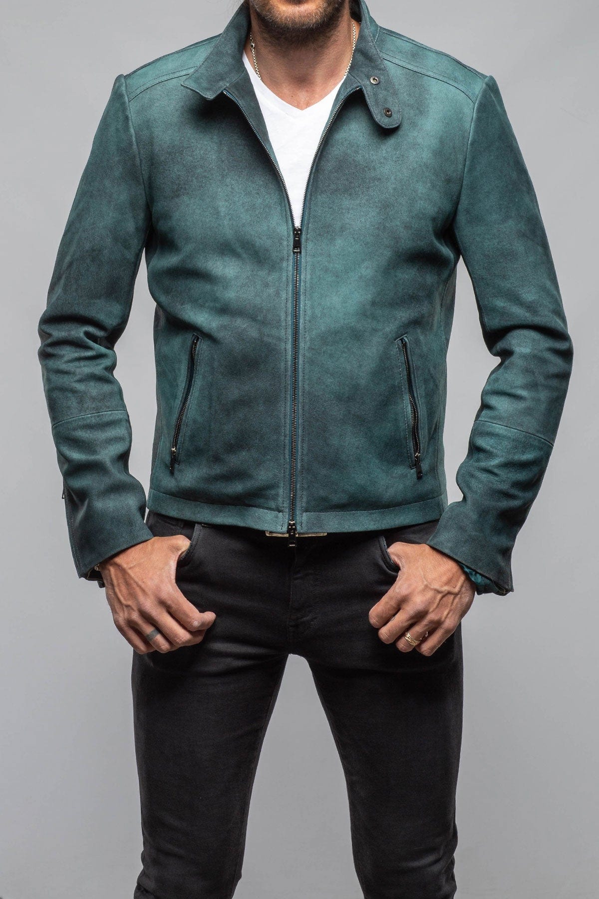 Hartwill Suede Moto In Ottanio - AXEL'S