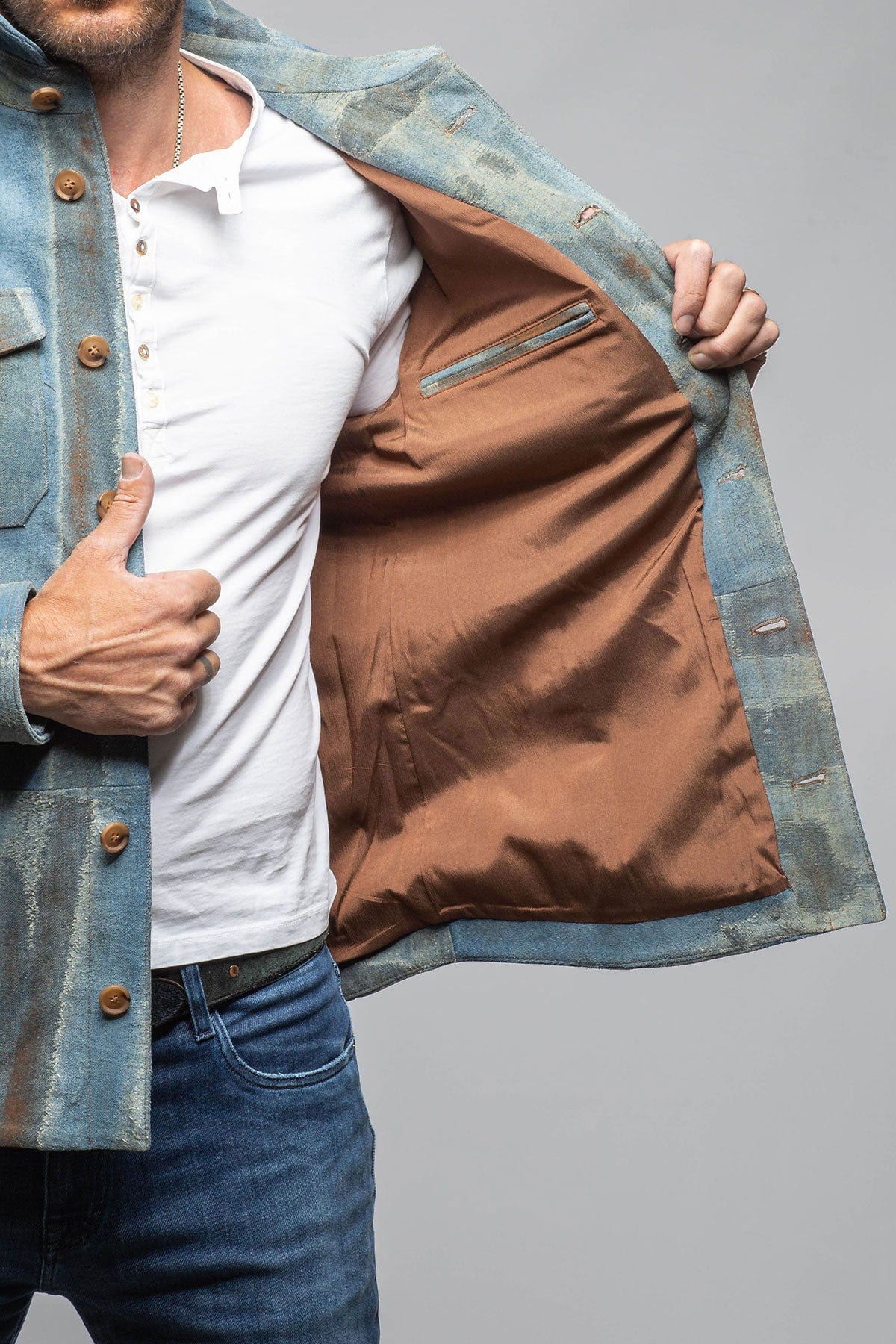 Rebel One Distressed Shirt In Blue - AXEL'S