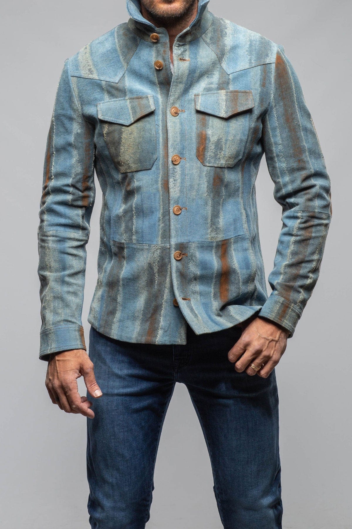 Rebel One Distressed Shirt In Blue - AXEL'S