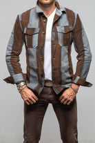 Rebel Two Distressed Shirt In Caffè Denim - AXEL'S