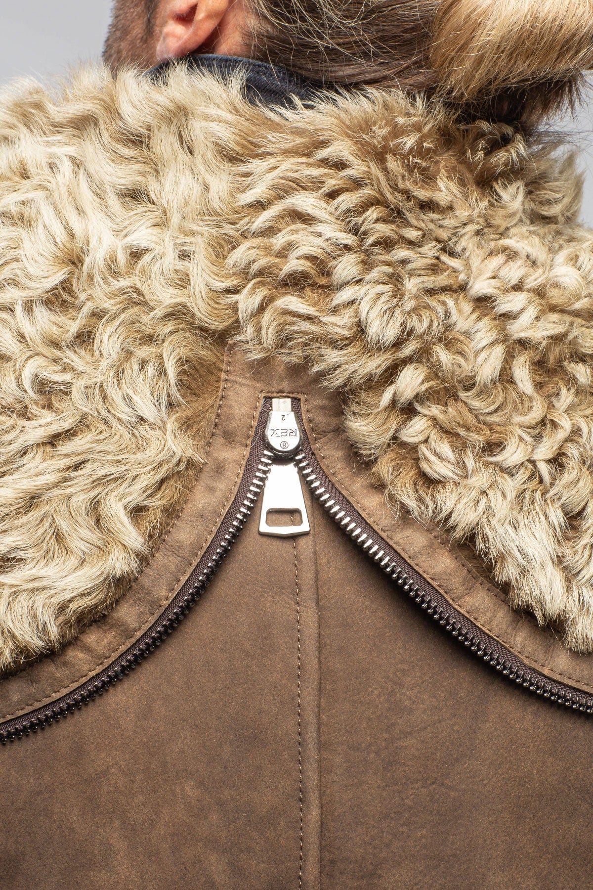 Rustic Mid length Shearling In Anticato - AXEL'S