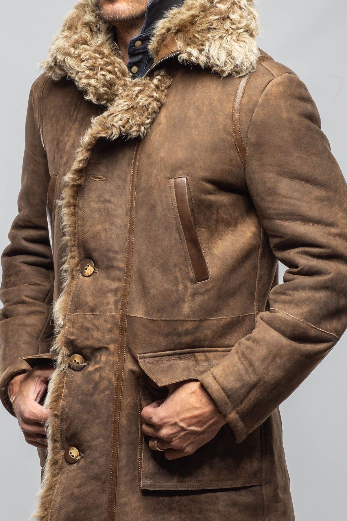 Rustic Mid length Shearling In Anticato - AXEL'S