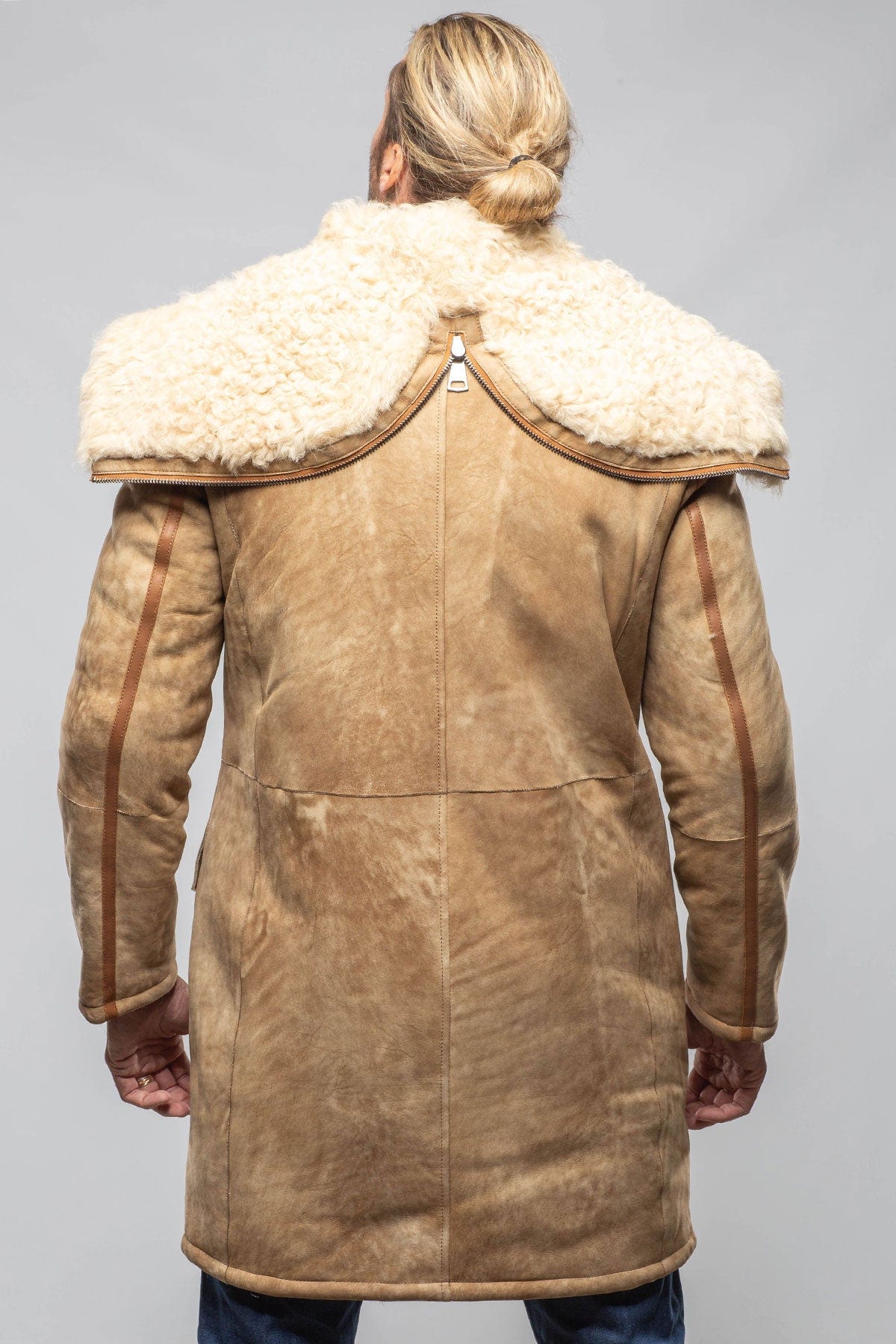 Rustic Mid length Shearling In Champagne - AXEL'S