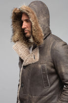 Rustic Mid length Shearling In Natural Rock - AXEL'S