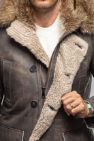 Rustic Mid length Shearling In Natural Rock - AXEL'S